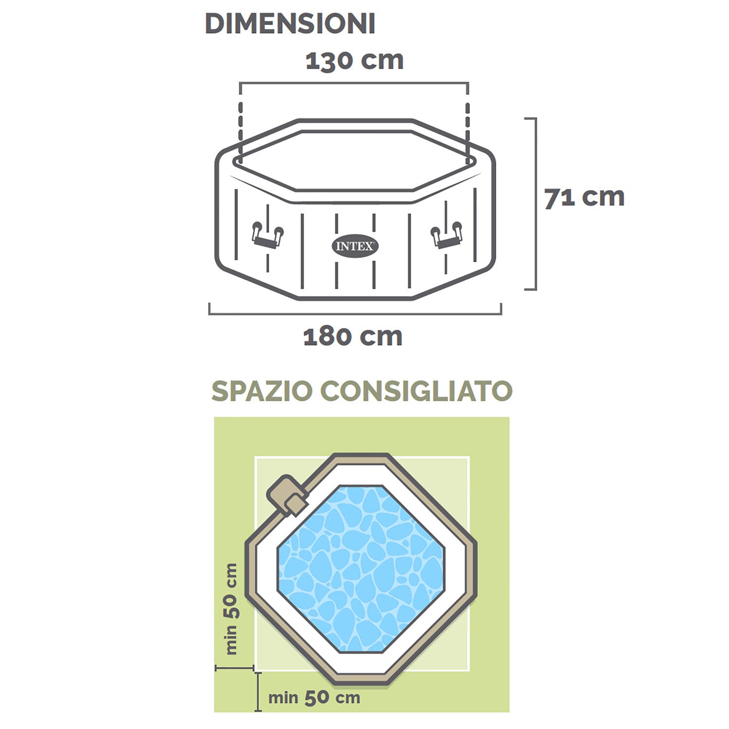 INTEX - PureSpa Bubble Glow Deluxe Idromassaggio Gonfiabile Rotonda da 4 posti colore nero - altezza 71 cm diametro 180 cm